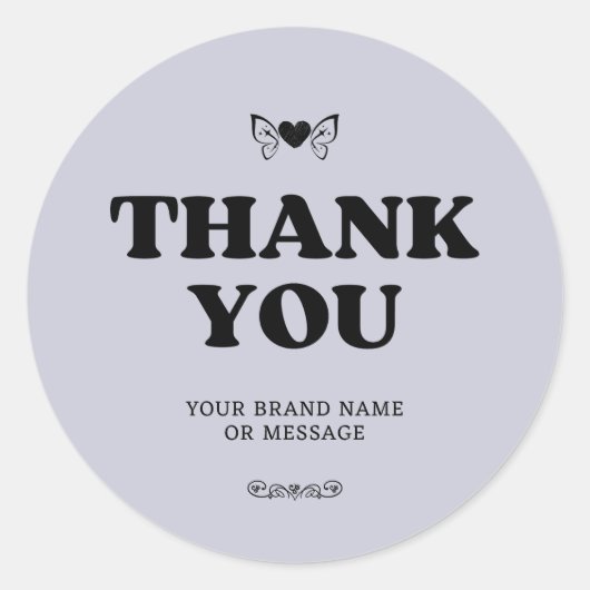 ラベンダーハートウイングス ありがとう ビジネス ウェディング ラウンドシール (正面)