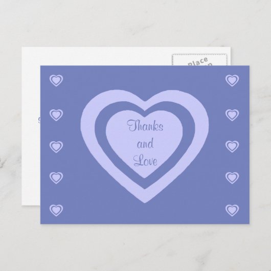 ラベンダーハートコーンフラワーブルー結婚ズありがとう ポストカード (正面/裏面)