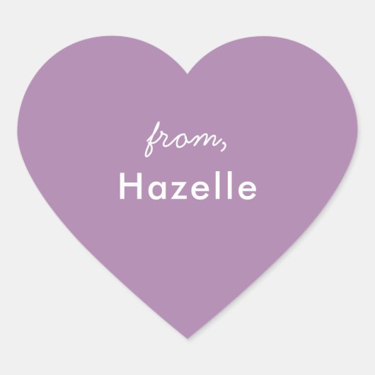 ラベンダーハートシェイプバレンタインステッカー ハートシール (正面)