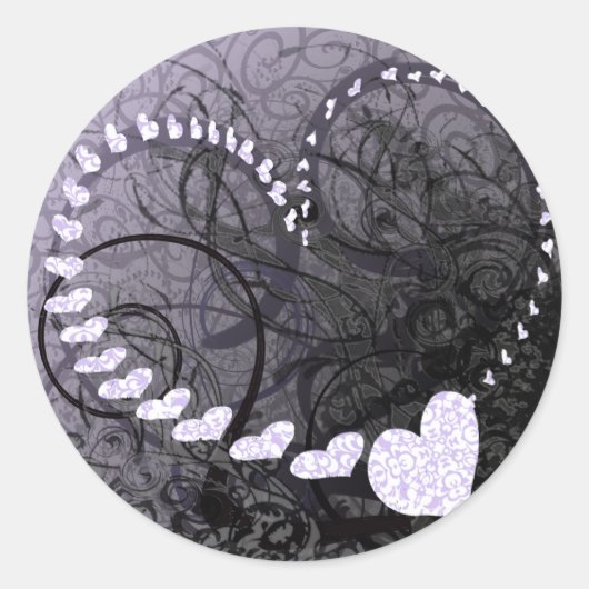 ラベンダーハート渦巻き ラウンドシール (正面)