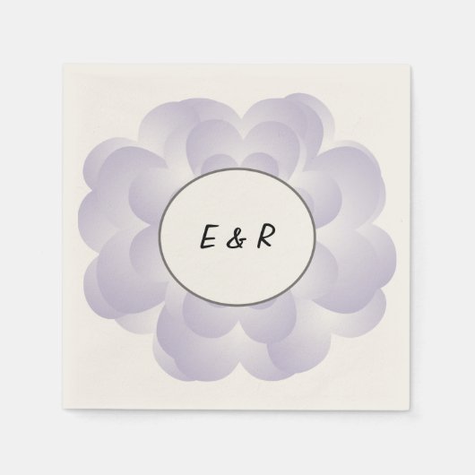 ラベンダーハート花 スタンダードカクテルナプキン (正面)