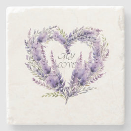 ラベンダーハート。フローラ紫色 ストーンコースター