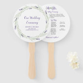 ラベンダーハーブと緑のリースプログラムファン ハンドファン (正面&裏面)