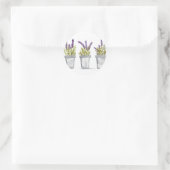 ラベンダーハーブポット水彩花パープルシック ラウンドシール (バッグ)