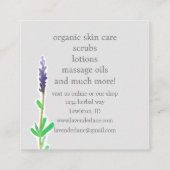 ラベンダーハーブ花気に皮植物植物 スクエア名刺 (裏面)