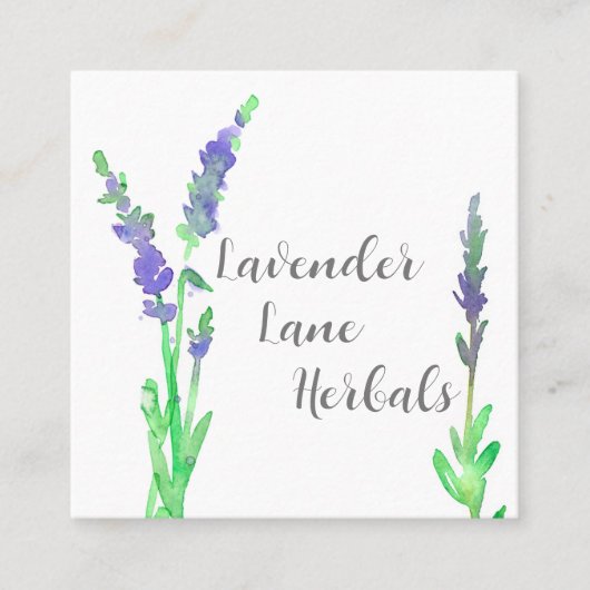 ラベンダーハーブ花気に皮植物植物 スクエア名刺 (正面)