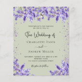 ラベンダーバイオレットグリーンフローラ結婚式招待状 (正面)