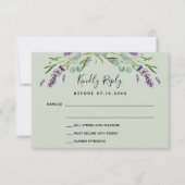 ラベンダーバイオレットグリーンQR結婚の応答RSVP 出欠カード (正面)