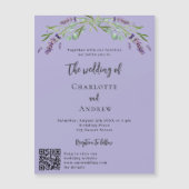 ラベンダーバイオレットグリーンQR詳細ラグジュアリー結婚ズ マグネット招待状 (正面)