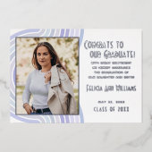 ラベンダーバイオレットゴールドフォイル卒業発表 箔招待状 (正面)