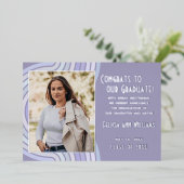 ラベンダーバイオレットゴールドフォイル卒業発表 箔招待状 (立ち正面)