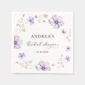 ラベンダーバイオレットパープル春フローラブライダルシャワー スタンダードカクテルナプキン (正面)