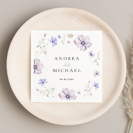ラベンダーバイオレットパープル春ワイルドフラワー結婚ズ スタンダードカクテルナプキン