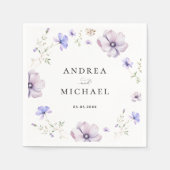 ラベンダーバイオレットパープル春ワイルドフラワー結婚ズ スタンダードカクテルナプキン (正面)