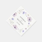 ラベンダーバイオレットパープル春ワイルドフラワー結婚ズ スタンダードカクテルナプキン (角)
