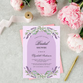ラベンダーバイオレットピンクパープルアーチブライダルシャワー 招待状