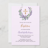 ラベンダーバイオレットフローラの緑の少女がバプテスマを渡る 招待状 (正面)
