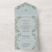 ラベンダーバイオレットフローラユーカリ結婚セージ オールインワン招待状 (内側)