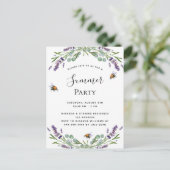 ラベンダーバイオレットフローラ夏の屋外パーティー インビテーションポストカード (スタンド正面)