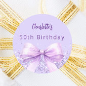 ラベンダーバイオレットボウ誕生日 ラウンドシール