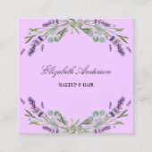 ラベンダーバイオレットユーカリ緑QRコード スクエア名刺 (正面)