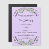 ラベンダーバイオレットユーカリ花結婚高級 マグネット招待状 (正面/裏面)