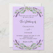 ラベンダーバイオレットユーカリ花結婚高級 招待状 (正面)
