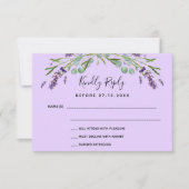 ラベンダーバイオレット結婚グリーンQR応答RSVP 出欠カード (正面)