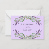 ラベンダーバイオレット結婚ユーカリ反応RSVP ノートカード (裏面)