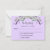 ラベンダーバイオレット結婚ユーカリ反応RSVP ノートカード (正面)