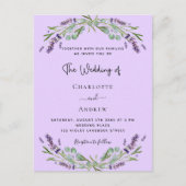 ラベンダーバイオレット結婚ユーカリ インビテーションポストカード (正面)