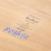 ラベンダーバイオレット結婚花模様 アクリル招待状 (レイダウン)