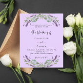 ラベンダーバイオレット緑の予算結婚式招待状