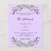 ラベンダーバイオレット緑の予算結婚式招待状 チラシ (正面)