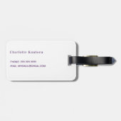 ラベンダーバイオレット花モノグラム名white ラゲッジタグ (裏面横)