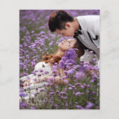 ラベンダーバイオレット花模様アーチ写真バジェット結婚ズ (裏面)