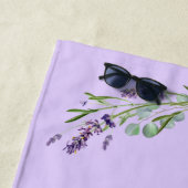 ラベンダーバイオレット花模様モノグラムエレガント名 ビーチタオル (インサイチュ)