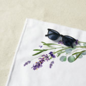 ラベンダーバイオレット花模様モノグラムエレガント名 ビーチタオル (インサイチュ)