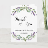 ラベンダーバイオレット花模様写真感謝してい誕生日あなた カード (正面)