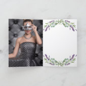 ラベンダーバイオレット花模様写真感謝してい誕生日あなた カード (内部)