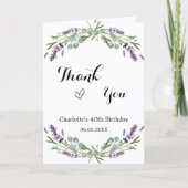 ラベンダーバイオレット花模様写真感謝してい誕生日あなた カード (正面)