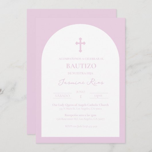 ラベンダーバウティゾインビタシオンバプティスマ招待状 招待状 (正面/裏面)