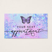 ラベンダーバタフフェイクグリッターアポイントメントカード (正面)