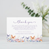 ラベンダーバタフライフローラ悔やみや弔慰ありがとう サンキューカード (スタンド正面)