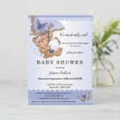 ラベンダーバタフライベアーエンジェルベビーシャワー 招待状 (スタンド正面)