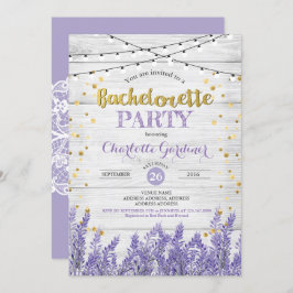 ラベンダーバチェロレッテ招待素朴な木材 招待状