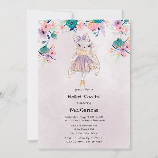 ラベンダーバニーラビットバレリサイタル 招待状 (正面)