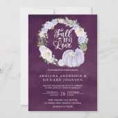 ラベンダーバラカボチャ写真QRコードプラム結婚ズ 招待状 (正面)