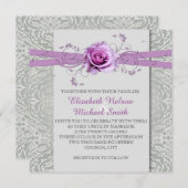 ラベンダーバラグレーシルバーダマスウェディング招待状 招待状 (正面/裏面)