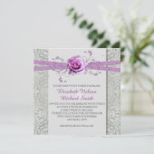 ラベンダーバラグレーシルバーダマスウェディング招待状 招待状 (スタンド正面)